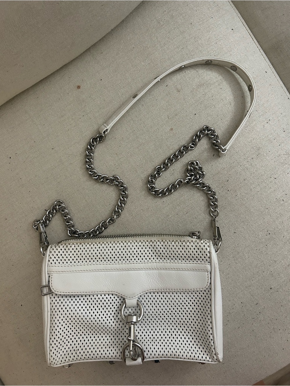 Rebecca Minkoff White Leather Chain-Handle Crossbody Bag